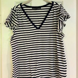 WHBM Flutter sleeve striped tee shirt size L
